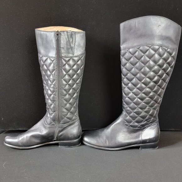 Corso Como Black Quilted Leather Knee-High Boots 8.5M - Picture 6 of 14
